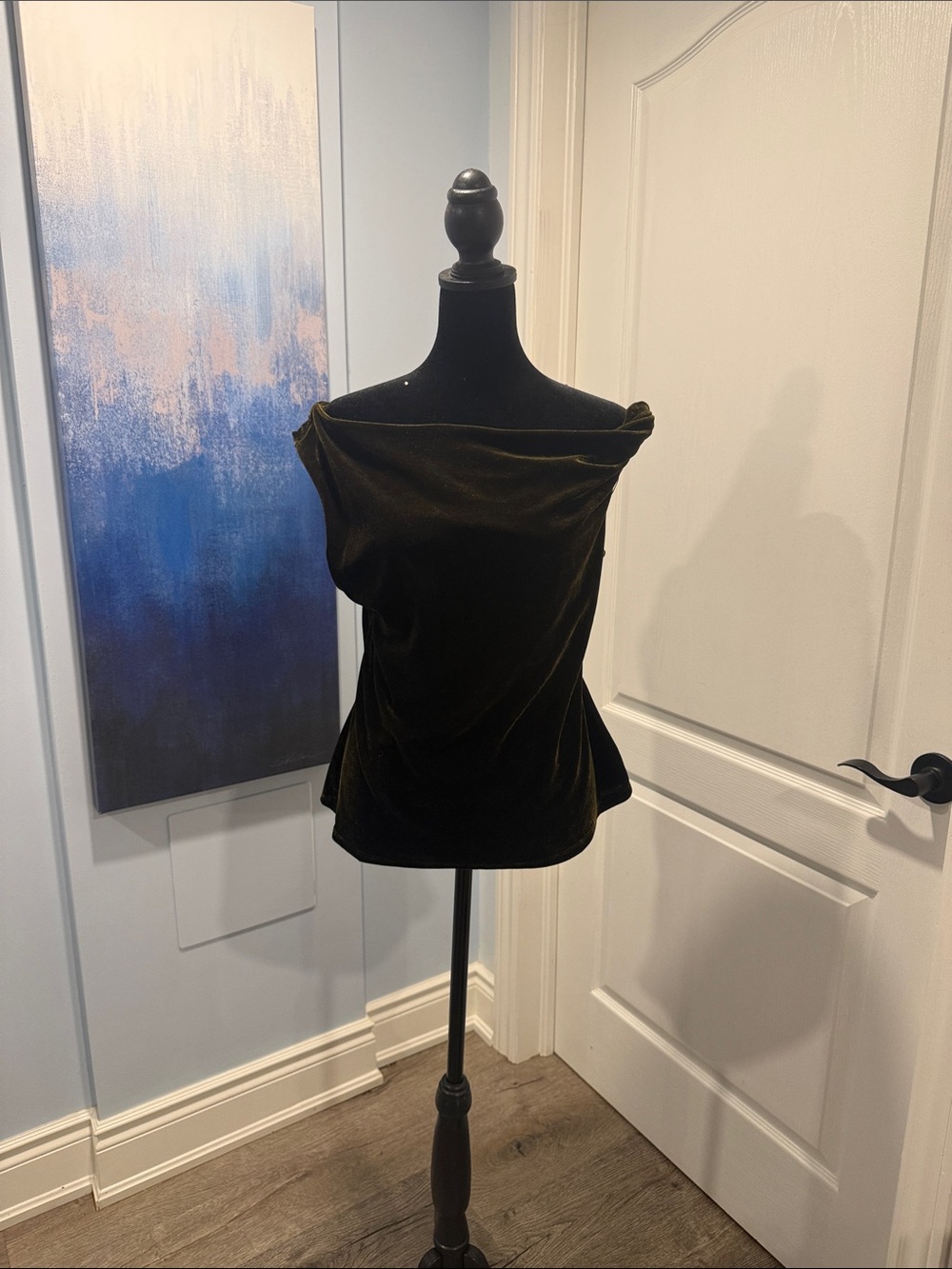 H&M Black Velvet Off-Shoulder Tunic Top